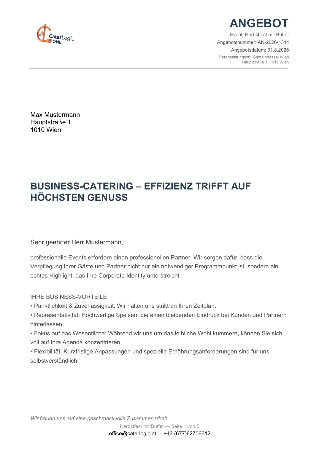 Fertiges Angebots-PDF – Deckblatt